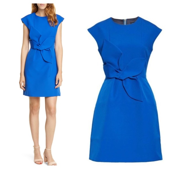 NEW TED BAKER LONDON POLLY STRUCTURED BOW DRESS BLUE SZ 1 - Picture 1 of 11